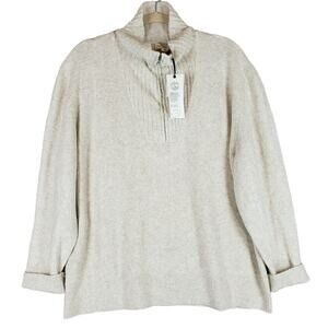 Treasure & Bond Quarter Zip Mock Neck Sweater Sz Small in Beige Oatmeal NWT